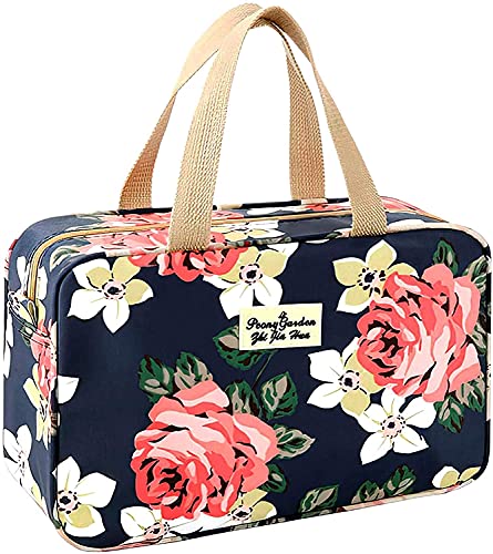 Kulturbeutel Damen Kulturbeutel Große Damen Kulturbeutel Tragbare Damenkosmetiktasche Reise-Make-up-Tasche wasserdichte tragbare Kosmetiktasche (Große Rose) von Hjkiopc