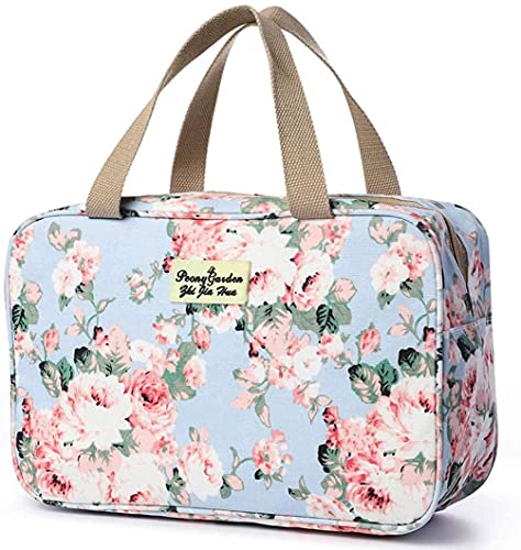 Kulturbeutel Damen Kulturbeutel Große Damen Kulturbeutel Tragbare Damenkosmetiktasche Reise-Make-up-Tasche wasserdichte tragbare Kosmetiktasche (Rosa Pfingstrose) von Hjkiopc