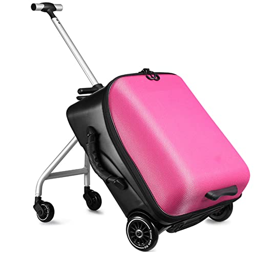 N/A Neue kreative tragen auf Gepäck Kinder Baby sitzen auf Roller Männer Frauen Reise Koffer Tasche Lazy Trolley Case,Rosa von Hjyuik