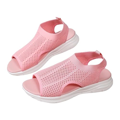 Hkdjaess 2025 Damen-Sandalen, Sommer, bequem, orthopädisch, offener Zehenbereich, rutschfest, atmungsaktiv, lässig, elastischer Riemen, Strick, Strandsandalen, leicht, Boho, Plattform, Schuh Mode, 02 von Hkdjaess
