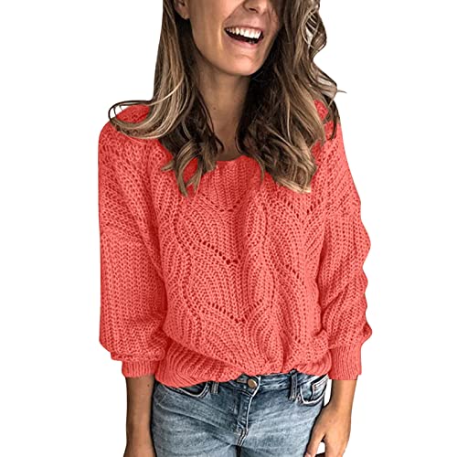 Hkdjaess Damen Pulli Winter Große Größen Weich Warm Pullunder Pullis Herbst Winter Baumwolle Gestrickte Damenpullover Pullover Modern Outfit Soft Damenpullis Strickpulli von Hkdjaess