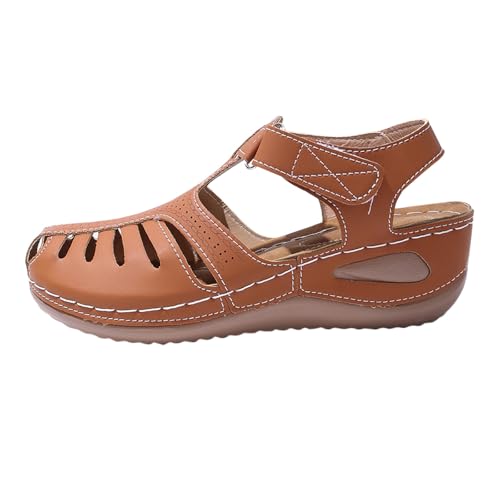 Hkdjaess Damen-Sandalen, Keilabsatz, Sommer, Komfort und Nacktheit, Plateauschuhe, geschlossener Zehenbereich, Riemen, Knöchelriemen und nackte Füße, Flip-Flops, offene Sohle, breiter Fuß, 01 Braun Hkdjaess Damen-Sandalen, Keilabsatz, Sommer, Komfort und Nacktheit, Plateauschuhe, geschlossener Zehenbereich, Riemen, Knöchelriemen und nackte Füße, Flip-Flops, offene Sohle, breiter Fuß, 01 Braun von Hkdjaess