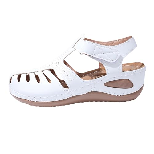 Hkdjaess Damen-Sandalen, Keilabsatz, Sommer, Komfort und Nacktheit, Plateauschuhe, geschlossener Zehenbereich, Riemen, Knöchelriemen und nackte Füße, Flip-Flops, offene Sohle, breiter Fuß, 01 Weiß, 41 Hkdjaess Damen-Sandalen, Keilabsatz, Sommer, Komfort und Nacktheit, Plateauschuhe, geschlossener Zehenbereich, Riemen, Knöchelriemen und nackte Füße, Flip-Flops, offene Sohle, breiter Fuß, 01 Weiß, 41 von Hkdjaess