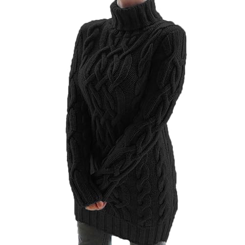 Hkdjaess Kaschmir Rollkragenpullover Damen Vintage Chic Striken Strickpullover Sweatshirt Elegant Rollkragen Einfarbig Damenpullover Pullunder Lässige Rundhals Baumwolle Damenpullis Winterpullis von Hkdjaess