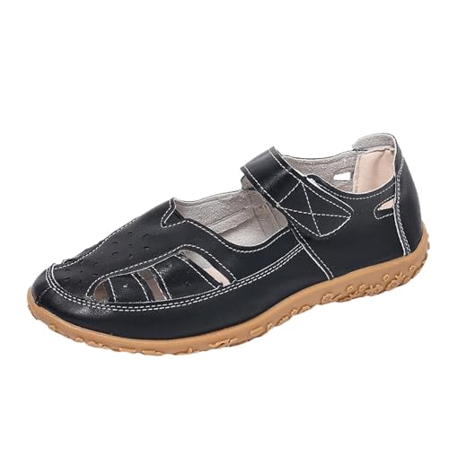 Hkdjaess Sandalen und Nu-Pieds für Damen, Sommer, bequem, flach, breite Füße, offene Sohle, atmungsaktiv, modisch, athletisch, lässig, Sandalen aus Leder, 01 schwarz., 38 EU Large Hkdjaess Sandalen und Nu-Pieds für Damen, Sommer, bequem, flach, breite Füße, offene Sohle, atmungsaktiv, modisch, athletisch, lässig, Sandalen aus Leder, 01 schwarz., 38 EU Large von Hkdjaess