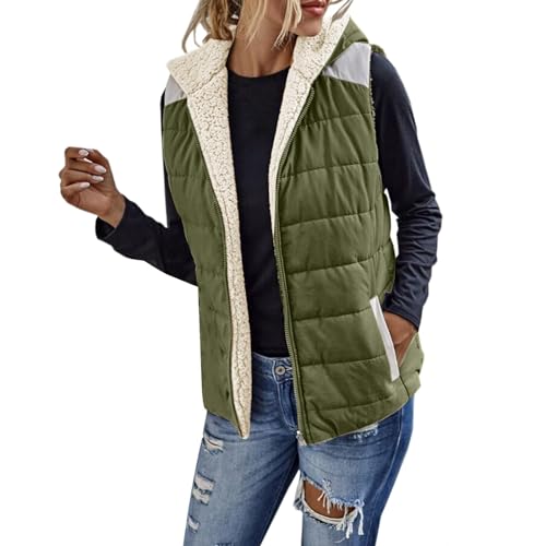 Hkdjaess Steppweste Weste Damen Große Größen Stepp Einfarbig Steppjacke Damenjacke Teenager Mädchen Frühling Kurz Arbeitsweste Kapuzenweste Ultraleicht Wandern Sportliche Kurzweste Damenweste von Hkdjaess