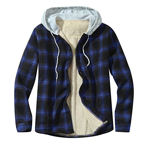 Lammfell Jacken FüR Herren Teddyfleece Freizeit Lässige Herbstjacke Mantel Fleecefutter Reißverschluss Outfit Hemden Flanellhemdjacke Sherpa-Futter Gefüttertes Verdicken Kapuzenpullover von Hkdjaess