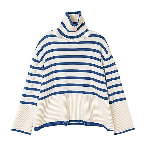 Rollkragenpullover Damen DüNn Feinstrick Einfarbige Lässiger Sweatshirt Langarmshirt Plus Size Side Slit Tops Damenpullover Grobstrickpullover Lässig Rippstrick Chic Feinstrickpullover Stillpullover von Hkdjaess