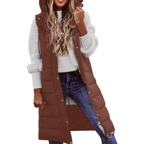Steppweste Damen Halblang Outwear ärmellose Atmungsaktiv Schwarze Weste Damen Lang Wintermantel Sportliche ReißVerschluss Langweste Daunenmantel Jacke Modern Oversized Uebergangsjacken Winterparka von Hkdjaess