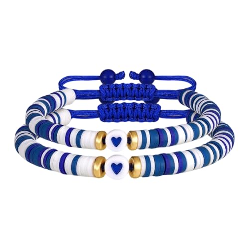 Hkfgdjdl 2 Stück dehnbare geflochtene Freundschaftsarmbänder für Frauen, weicher Ton, Schmuck, verstellbare Armbänder, Zubehör Hkfgdjdl 2 Stück dehnbare geflochtene Freundschaftsarmbänder für Frauen, weicher Ton, Schmuck, verstellbare Armbänder, Zubehör von Hkfgdjdl