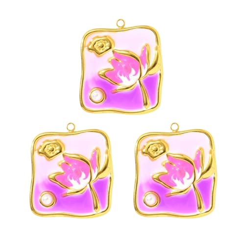Hkfgdjdl 3 Stück Edelstahl Blumen-Farbverlauf Anhänger Handwerk Schmuck Bastelbedarf für Halskette Armband Ohrringe Accesso von Hkfgdjdl