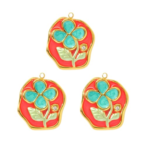 Hkfgdjdl 3 Stück Edelstahl Blumen-Farbverlauf Anhänger Handwerk Schmuck Bastelbedarf für Halskette Armband Ohrringe Accesso von Hkfgdjdl