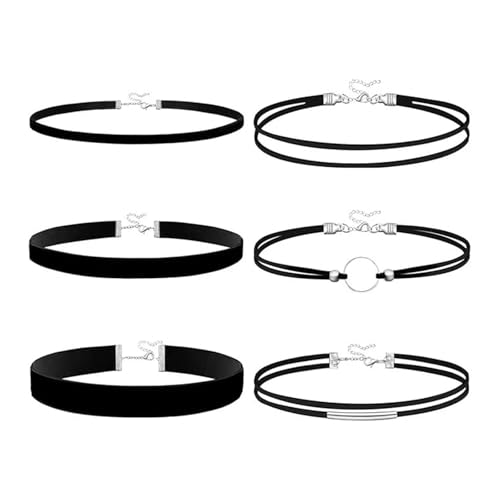 Hkfgdjdl Doppellagiges schwarzes Stoff-Halsketten-Set, verstellbar, leicht, Schmuck für empfindliche Haut und stilvolle Outfits von Hkfgdjdl