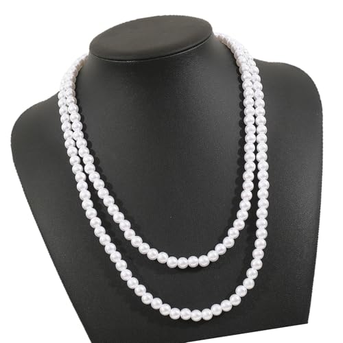 Hkfgdjdl Elegante, mehrschichtige Halskette mit verstellbarer Kette, handgefertigter Schmuck für vielseitiges Styling und Perlen-Akzent von Hkfgdjdl