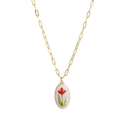 Hkfgdjdl Elegante Halskette aus der Pflanzen-Serie mit verstellbarem, ovalem Blumenanhänger, Schlüsselbeinkette für Damen, legere oder formelle Kleidung Hkfgdjdl Elegante Halskette aus der Pflanzen-Serie mit verstellbarem, ovalem Blumenanhänger, Schlüsselbeinkette für Damen, legere oder formelle Kleidung von Hkfgdjdl