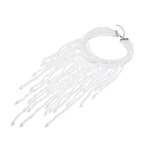 Hkfgdjdl Elegante Halskette mit Wasserfall-Kunstperlen, verstellbar, Modeschmuck für Abendpartys und den täglichen Gebrauch von Hkfgdjdl