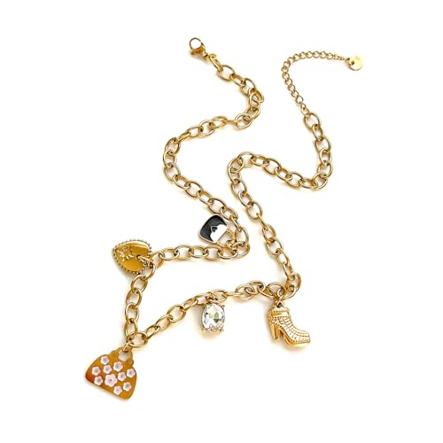 Hkfgdjdl Elegante Halskette mit herzförmigem Anhänger aus Edelstahl mit funkelnden Strasssteinen für Damen Hkfgdjdl Elegante Halskette mit herzförmigem Anhänger aus Edelstahl mit funkelnden Strasssteinen für Damen von Hkfgdjdl