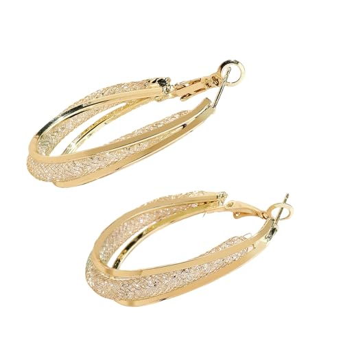 Hkfgdjdl Elegante Netz-Creolen, verführerisch, große Netz-Creolen für Damen und Erwachsene, zarter runder Ohrschmuck von Hkfgdjdl