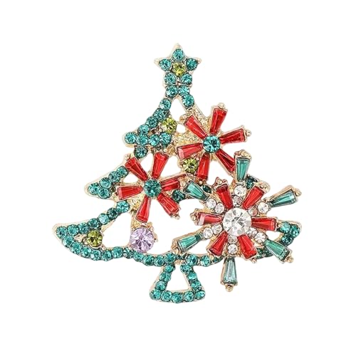 Hkfgdjdl Glitzernde Weihnachtsbaum-Brosche mit Strasssteinen, eleganter Urlaubsschmuck, Legierung, Accessoire, Brustdekoration für Frauen, Party von Hkfgdjdl