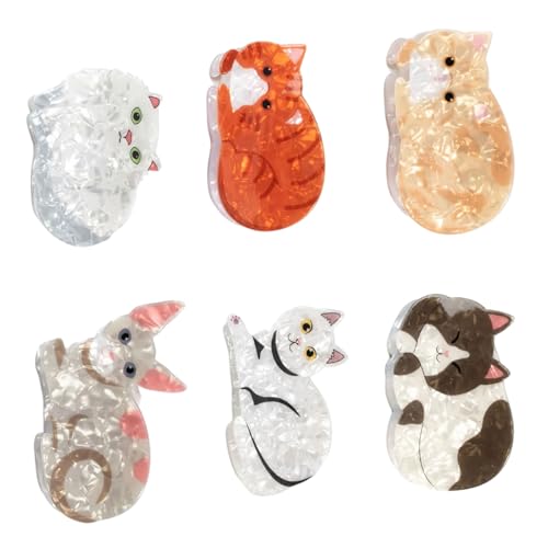 Hkfgdjdl Haarklammer mit Cartoon-Kopfschmuck, 6 Stück, Prinzessinnen-Kätzchen-Design, Haarklammer, schöne Kätzchen-Haarspangen, starker Halt, Haarnadel für Mädchen von Hkfgdjdl