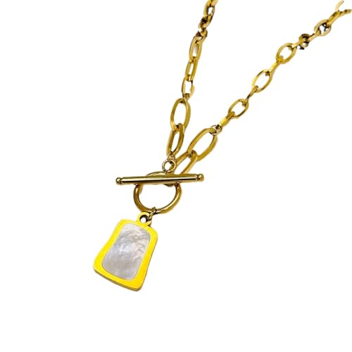 Hkfgdjdl Halskette, stilvolle Metall-Stahl-Halskette mit weißem Muschelanhänger, elegantes Design, leichter Halsschmuck für Damen Hkfgdjdl Halskette, stilvolle Metall-Stahl-Halskette mit weißem Muschelanhänger, elegantes Design, leichter Halsschmuck für Damen von Hkfgdjdl