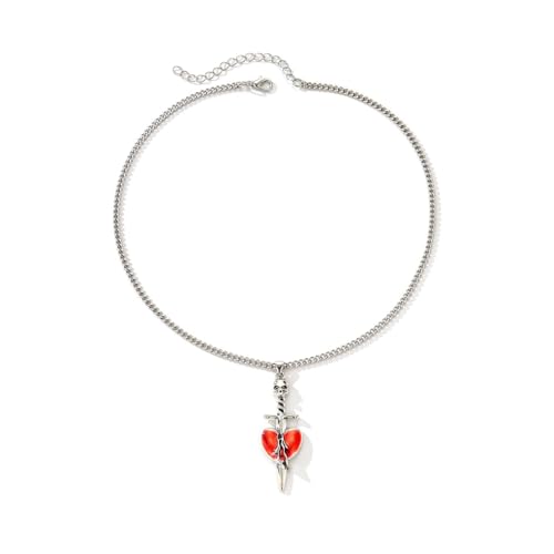 Hkfgdjdl Halskette mit Gothic-Herz-Anhänger, verstellbare Länge, stabile Legierung, Schmuck-Accessoire für trendige Jugendliche und Mode-Enthusiasten von Hkfgdjdl