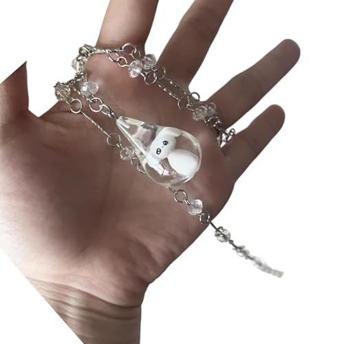 Hkfgdjdl Handgefertigte Halskette in Tropfenform aus Kunstharz mit doppellagigen Kristallperlen, Edelstahl, raffinierter Schmuck für Damen Hkfgdjdl Handgefertigte Halskette in Tropfenform aus Kunstharz mit doppellagigen Kristallperlen, Edelstahl, raffinierter Schmuck für Damen von Hkfgdjdl