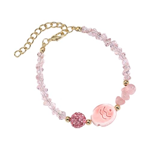 Hkfgdjdl Handgefertigtes Keramik-Seestern-Schnecken-Perlenarmband mit süßen Kristallen, verstellbare Länge, für Damen und Mädchen von Hkfgdjdl