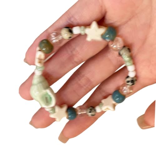 Hkfgdjdl Keramik-Armband mit Muschelstern-Perlen, leichter Strandschmuck für Damen und Mädchen, Urlaubszubehör, Handgelenk-Zubehör von Hkfgdjdl