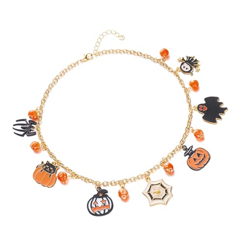 Hkfgdjdl Kürbis-Halskette, Halloween-Katzen-Kürbis-Halskette, festlicher Schmuck, verstellbar, tragbar, Legierung, Party-Zubehör Hkfgdjdl Kürbis-Halskette, Halloween-Katzen-Kürbis-Halskette, festlicher Schmuck, verstellbar, tragbar, Legierung, Party-Zubehör von Hkfgdjdl