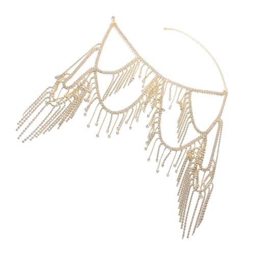 Hkfgdjdl Mehrschichtige Fransen-Schulterkette, Körperschmuck mit Kristall-Strasssteinen für Damen, Party, Hochzeit, Zubehör Hkfgdjdl Mehrschichtige Fransen-Schulterkette, Körperschmuck mit Kristall-Strasssteinen für Damen, Party, Hochzeit, Zubehör von Hkfgdjdl