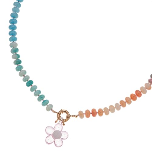 Hkfgdjdl Perlen-Halskette, Regenbogen-Blumen-Perlen-Halskette, leichter Kupferschmuck für Damen und Mädchen, legere Partykleidung von Hkfgdjdl