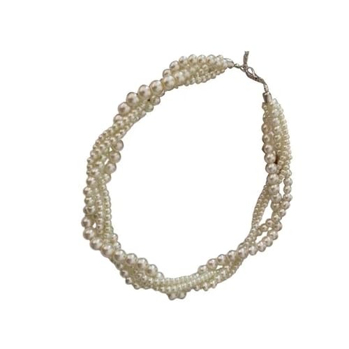 Hkfgdjdl Perlen-Halskette, mehrschichtige Barockperlen-Halskette, verstellbare Länge, natürliche Süßwasserperlen, Schmuck für Damen von Hkfgdjdl