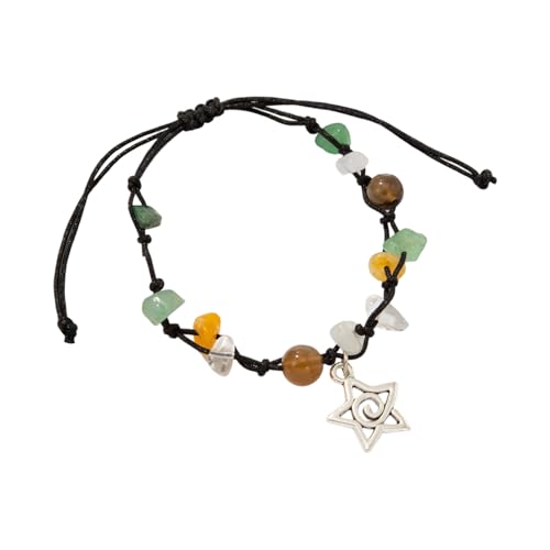 Hkfgdjdl Spiralen Stern Perlenarmband mit unregelmäßigen farbigen Steinen, handgewebtes Design für Damen, Modeschmuck-Accessoire von Hkfgdjdl