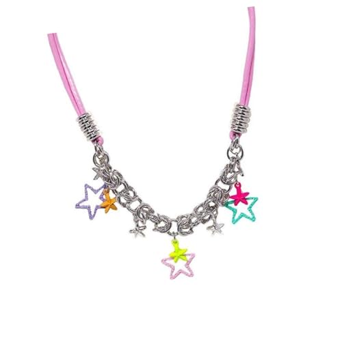 Hkfgdjdl Sternperlen-Halskette, bunte Stern-Perlen-Halskette für Damen, tragbarer Schmuck mit stabiler Kordel von Hkfgdjdl