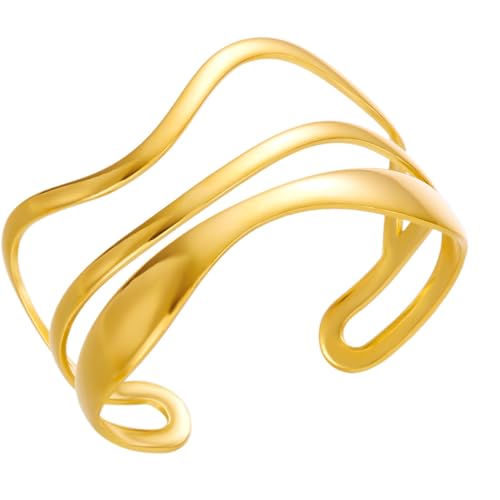 Hkfgdjdl Stilvoller verstellbarer Armreif mit Blumenmuster, Seestern/Wellen, Edelstahl, leichter Schmuck für Damen, für den täglichen Gebrauch Hkfgdjdl Stilvoller verstellbarer Armreif mit Blumenmuster, Seestern/Wellen, Edelstahl, leichter Schmuck für Damen, für den täglichen Gebrauch von Hkfgdjdl