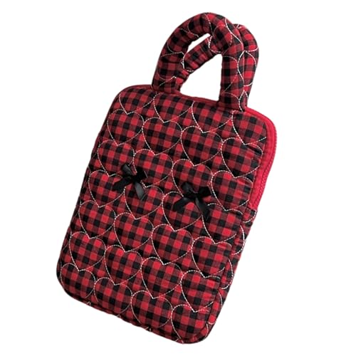 Hkfgdjdl Tablet-Hülle, karierte Laptoptasche mit dekorativen Schleifen für Computer und Tablets, Aufbewahrungstasche, Stoff-Schultertasche Hkfgdjdl Tablet-Hülle, karierte Laptoptasche mit dekorativen Schleifen für Computer und Tablets, Aufbewahrungstasche, Stoff-Schultertasche von Hkfgdjdl