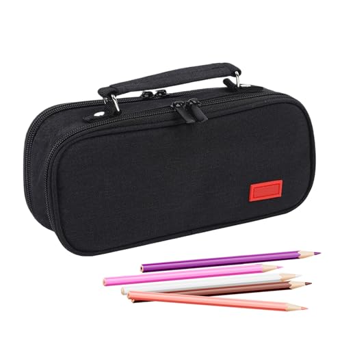 Hlagmix Federmäppchen Mit Tragegriff | Multifach-Organizer Großes Federmäppchen | Stiftetasche für Zuhause Bibliothek Werkraum Kunstunterricht Schule Desktop von Hlagmix