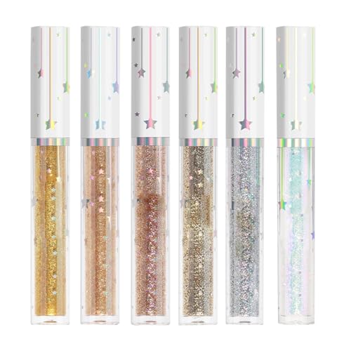 Hlagmix Glitzernde Flüssig-Eyeliner,Wasserfeste Flüssig-Eyeliner,6-Farben-Augen-Make-up-Set, wasserfestes Eyeliner-Farbset | Langlebiger, wischfester Glitzer-Eyeliner in Bleistiftfarbe für Frauen von Hlagmix