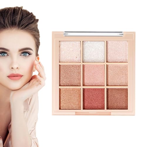 Hlagmix Lidschatten-Palette - 9-Farben-Lidschatten-Palette,Schimmernde Glitzer-Make-up-Palette, Lidschatten-Make-up-Palette für Frauen und Mädchen von Hlagmix