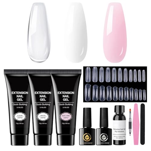 Hlagmix Nagelverlängerungsset | 3 Farben Gellack Kit,Individuell Anpassbarer Builder Set Langlebige Accessoires Einfache Anwendung Für Heimstudio Frauen Anfängerinnen Hlagmix Nagelverlängerungsset | 3 Farben Gellack Kit,Individuell Anpassbarer Builder Set Langlebige Accessoires Einfache Anwendung Für Heimstudio Frauen Anfängerinnen von Hlagmix