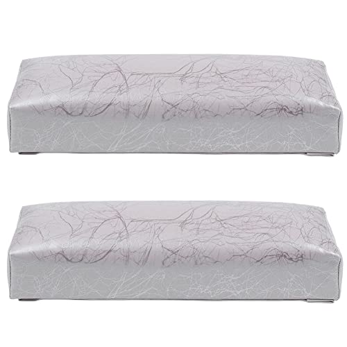 Hlxnyami 2X Maniküre Hand Kissen Rechteck Pu LEDer Hand Auflage Silber von Hlxnyami