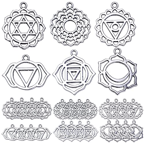 30 Stück 6 Stile Chakra Energie Charms Legierung indische Chakra Anhänger Charms Bastelbedarf für DIY Halskette Armband Schmuckherstellung Zubehör Antiksilber, Zink, Kein Edelstein 30 Stück 6 Stile Chakra Energie Charms Legierung indische Chakra Anhänger Charms Bastelbedarf für DIY Halskette Armband Schmuckherstellung Zubehör Antiksilber, Zink, Kein Edelstein von Hmjpng