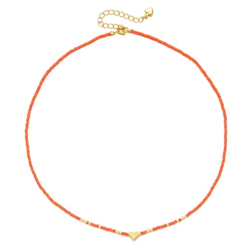 Halskette Ketten Schmuck Herren Frauen Anhänger Necklace Boho-Halskette Mit Dünnen Herzperlen Für Damen, Halsketten, Geschenk Für Freunde, Qq371 von Hmsanase