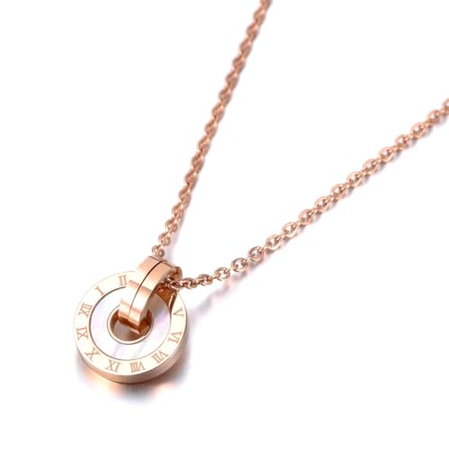 Halskette Ketten Schmuck Herren Frauen Anhänger Necklace Doppelkreis-Anhänger-Halskette, Hochzeitskette, Halsketten Für Damen, N19053R-Weiß von Hmsanase