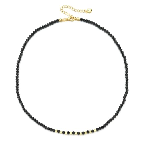 Halskette Ketten Schmuck Herren Frauen Anhänger Necklace Einfache Facettierte Kristall-Halsketten Für Damen, Halskette, Weiblich, Party, Schwarz von Hmsanase