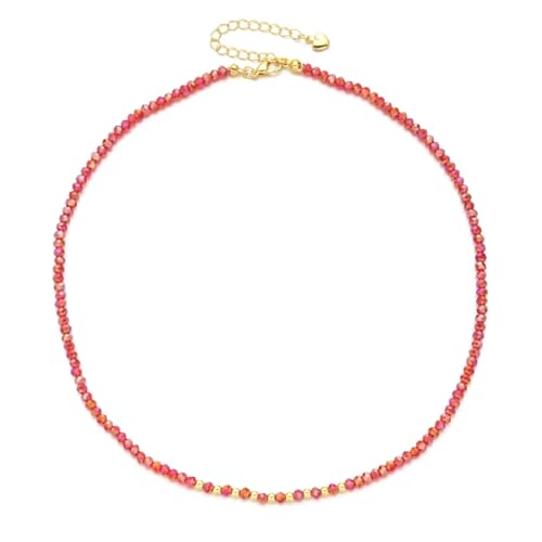 Halskette Ketten Schmuck Herren Frauen Anhänger Necklace Einfache Facettierte Kristallhalsketten Für Frauen Halskette Weiblich Party Rot von Hmsanase