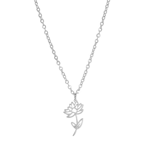 Halskette Ketten Schmuck Herren Frauen Anhänger Necklace Geburtsblumen-Anhänger-Halskette, Exquisites Ästhetisches Geburtstagsgeschenk Für Damen, Waterlily-S von Hmsanase