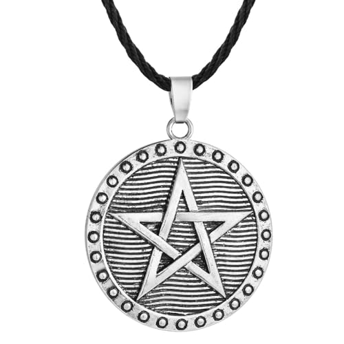 Halskette Ketten Schmuck Herren Frauen Anhänger Necklace Halskette Mit Geometrischem Pentagramm-Anhänger Im Retro-Stil Für Herren-Halsketten von Hmsanase