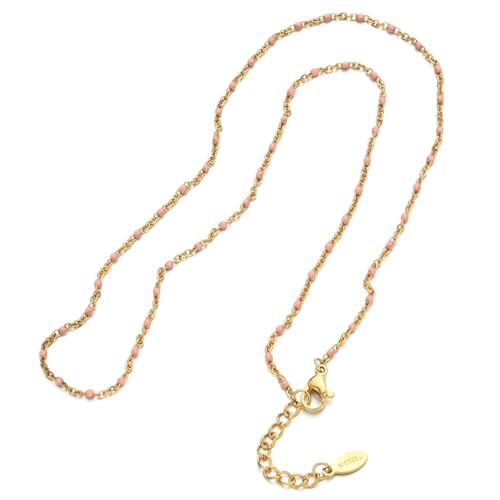 Halskette Ketten Schmuck Herren Frauen Anhänger Necklace Halskette Mit Perlen, Gliederkabelkette, Halsketten Für Ein Schickes Hochzeitsgeschenk In Rosa von Hmsanase